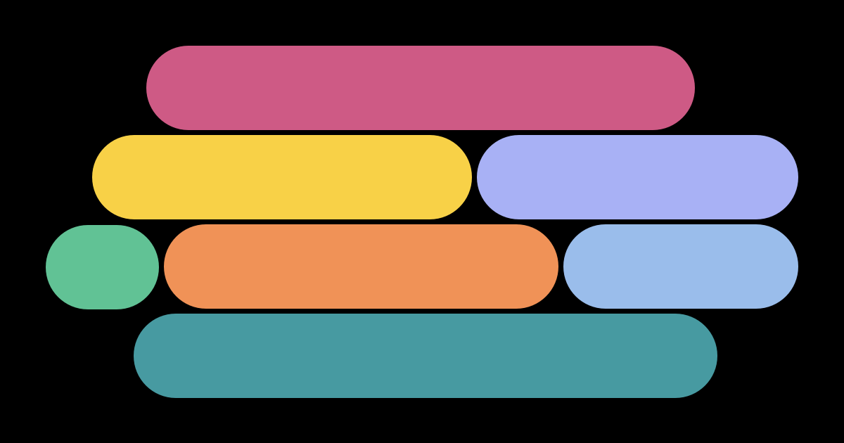 An abstract graphic showing multiple colorful capsules.